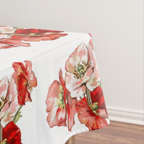 Poppy wild flower monogram tablecloth