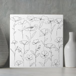 Poppy Wildflower Black and White Minimal Floral Ceramic Tile<br><div class="desc">Add artistic flair to your space with the Poppy Wildflower Ceramic Tile. Minimalist and captivating,  perfect for line art enthusiasts.</div>