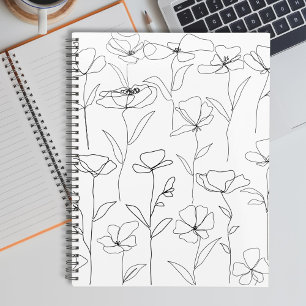 Poppy Wildflower Black and White Minimalist Floral Planner