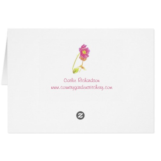 Poppy Wildflower Botanical Ink Drawing Watercolor (Back Horizontal)