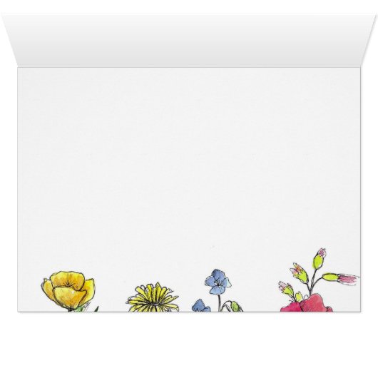 Poppy Wildflower Botanical Ink Drawing Watercolor (Inside Horizontal (Bottom))