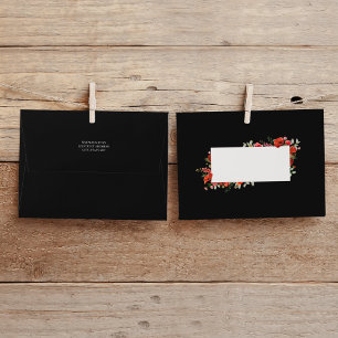 Poppy Wildflower Floral Dark Wedding Envelope