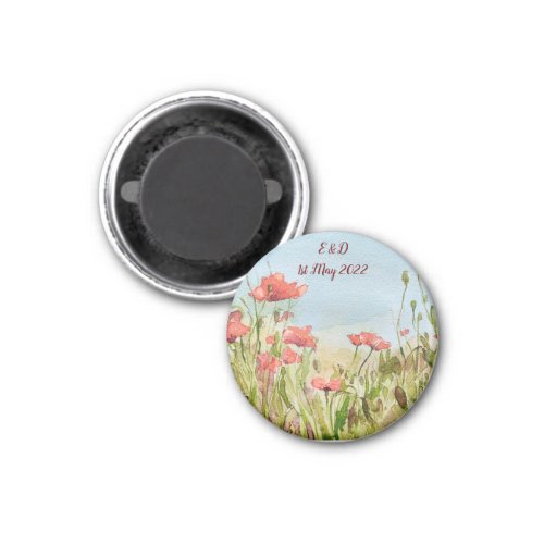 Poppy Wildflower Meadow custom art magnet