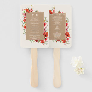 Poppy Wildflowers Cardstock Hand Fan