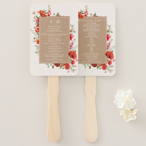 Poppy Wildflowers Cardstock Hand Fan