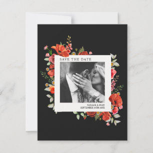 Poppy Wildflowers Dark Wedding Photo Save The Date