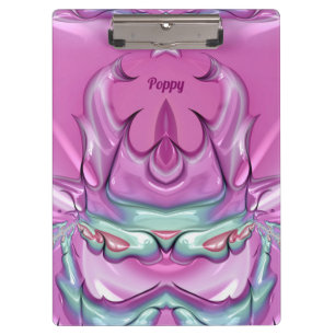 POPPY ~WOW! STRANGE! Pink Gray White and Cerise Clipboard