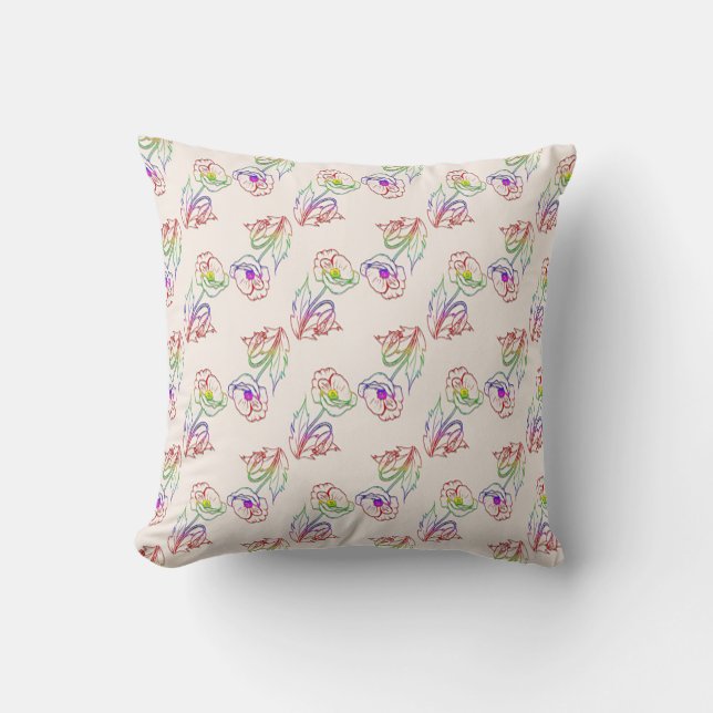 Poppyes floral pattern. Poppy. Throw Pillow (Front)