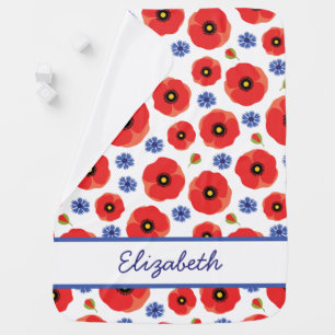Poppys And Cornflowers Pattern Baby Blanket