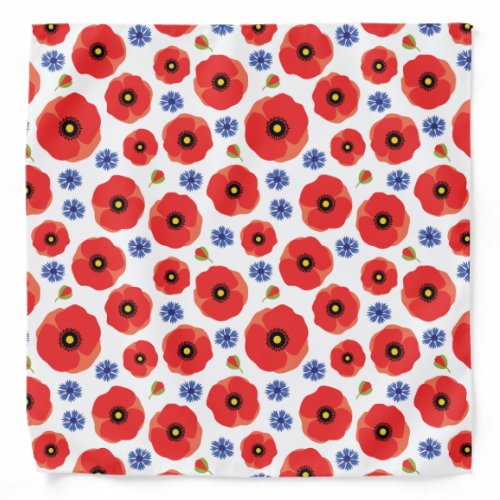 Poppys And Cornflowers Pattern Bandana