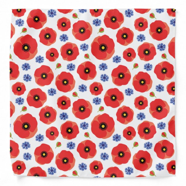 Poppys And Cornflowers Pattern Bandana (Front)
