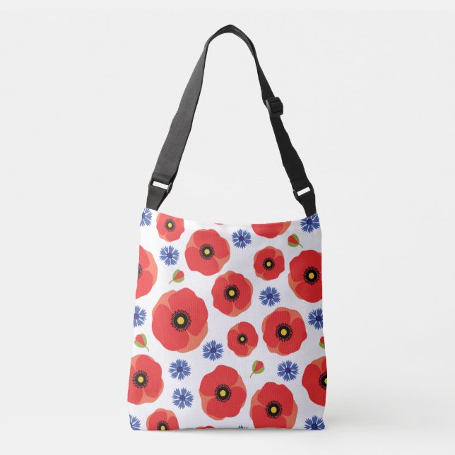 Poppys And Cornflowers Pattern Crossbody Bag (Front)