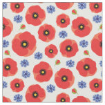 Poppys And Cornflowers Pattern Fabric