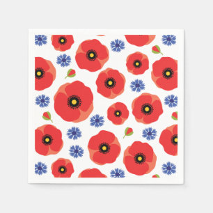 Poppys And Cornflowers Pattern Napkins