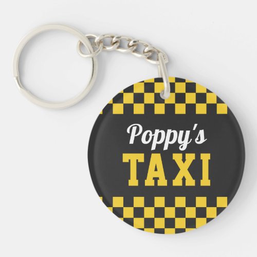 Poppys Taxi  Funny Grandpa Nickname Keychain