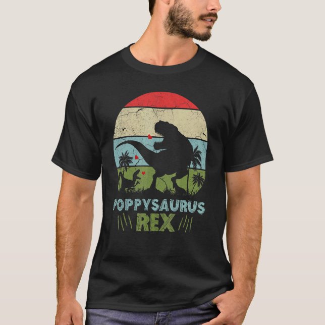 Poppysaurus  Fathers Day Rex Daddy Saurus T-Shirt (Front)