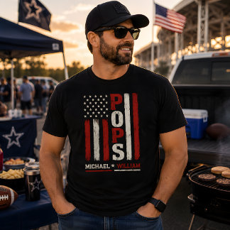 Pops American Flag Gift Patriotic Father's day T-Shirt