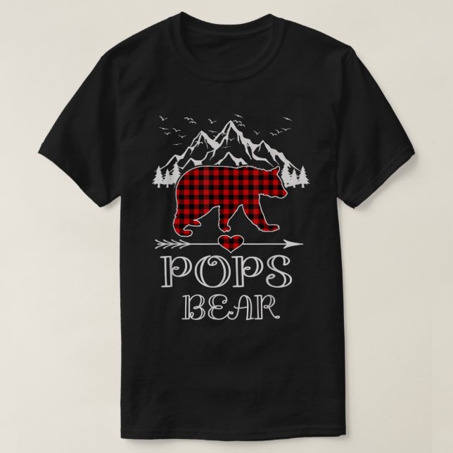 Pops Bear , Red Buffalo Plaid Pops Bear Pajama  T-Shirt (Design Front)