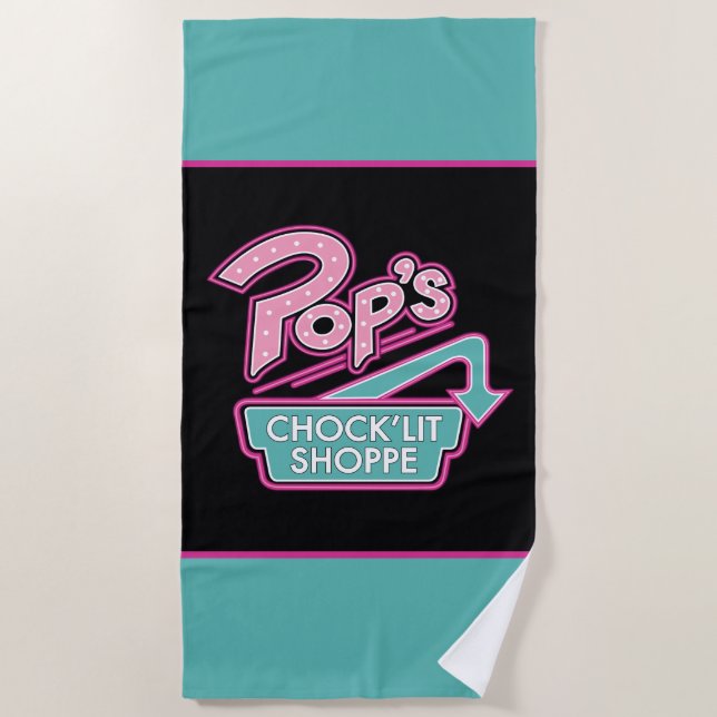 Pop's Chock'Lit Shoppe Pink Logo Beach Towel (Front)