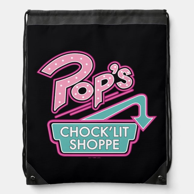 Pop's Chock'Lit Shoppe Pink Logo Drawstring Bag (Front)