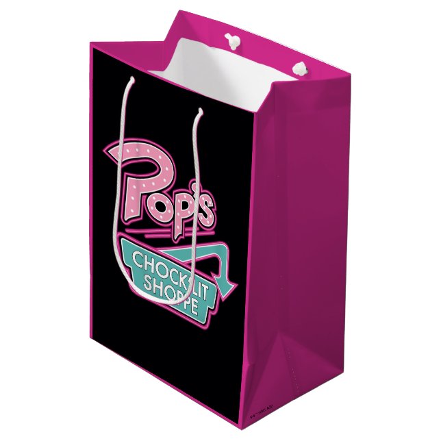 Pop's Chock'Lit Shoppe Pink Logo Medium Gift Bag (Front Angled)