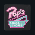 Pop's Chock'Lit Shoppe Pink Logo Metal Print<br><div class="desc">Riverdale | Pop's Chock'Lit Shoppe logo in pink and blue.</div>