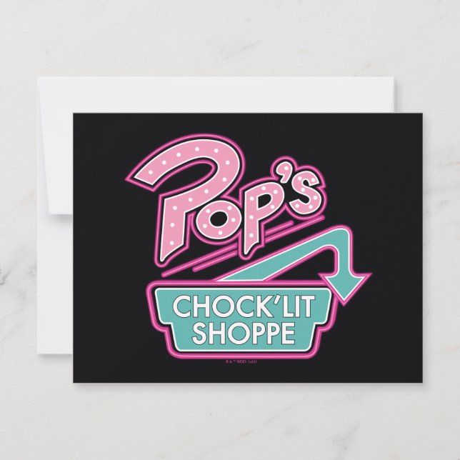 Pop's Chock'Lit Shoppe Pink Logo Note Card (Front)