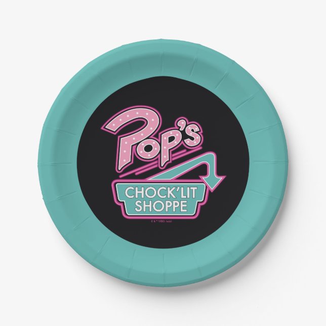 Pop's Chock'Lit Shoppe Pink Logo Paper Plates (Front)