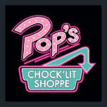 Pop's Chock'Lit Shoppe Pink Logo Poster<br><div class="desc">Riverdale | Pop's Chock'Lit Shoppe logo in pink and blue.</div>