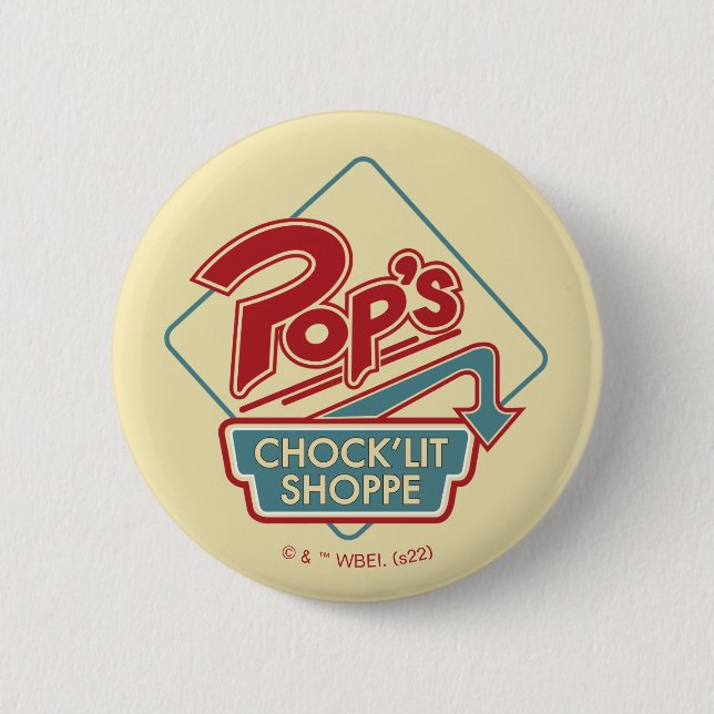 Pop's Chock'Lit Shoppe Red Logo Button (Front)