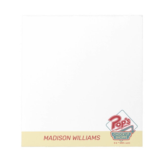 Pop's Chock'Lit Shoppe Red Logo Notepad (Front)