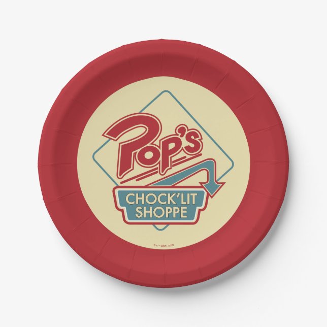 Pop's Chock'Lit Shoppe Red Logo Paper Plates (Front)