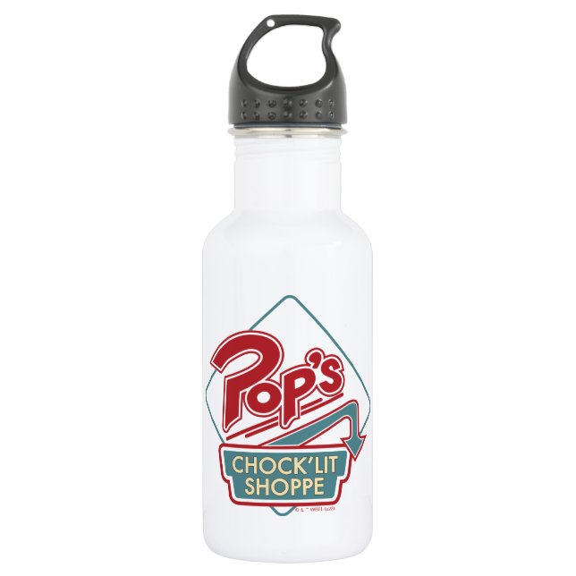 Pop's Chock'Lit Shoppe Red Logo Stainless Steel Water Bottle (Front)