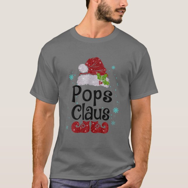 Pops Claus Christmas Pajama Family Matching Xmas T-Shirt (Front)