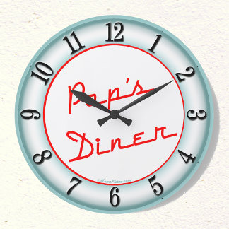 Pops Diner Retro Kitchen Wall Clock