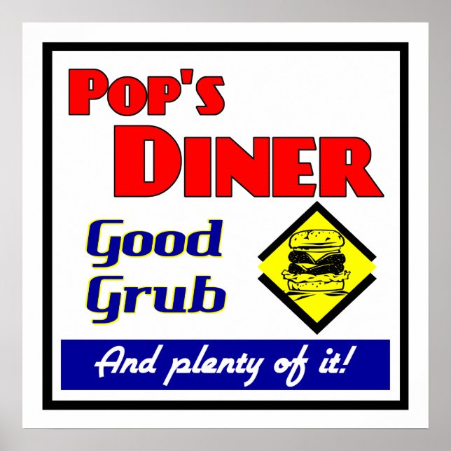 Pop's Diner Retro Restaurant Print (Front)