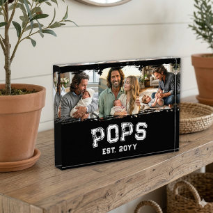 Pops Est Year 3 Photo Keepsake Varsity Style Block