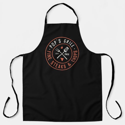 Pops Grill Personalized Year Established Apron
