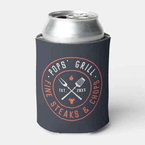 Pops Grill Personalized Year Established Can Cooler