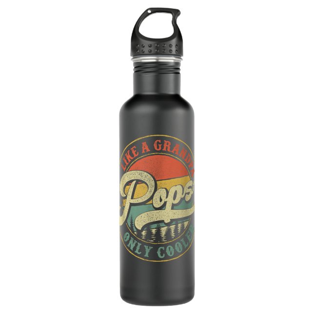 Pops Like a Grandpa Only Cooler Retro Gift Pops Da Stainless Steel Water Bottle (Front)
