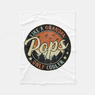 Pops Like A Grandpa Only Cooler Vintage Retro Fath Fleece Blanket