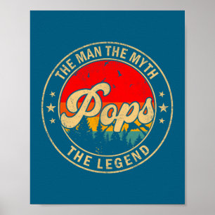 Pops Man Myth Legend Vintage Illustration Poster