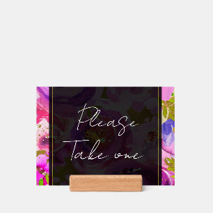 Pops Of Pink Purple Gold Floral Chic Wedding Sign Holder