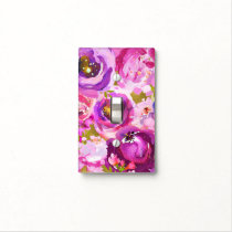 Pops Of Pink Purple Gold Modern Trendy Floral Chic Light Switch Cover