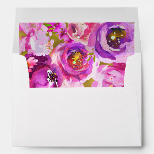 Pops of Pink & Purple Vibrant Floral Wedding Envelope