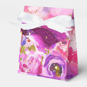 Pops of Pink & Purple Vibrant Floral Wedding Favor Boxes