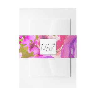 Pops of Pink & Purple Vibrant Floral Wedding Invitation Belly Band