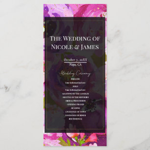 Pops of Pink Purple Vibrant Floral Wedding Program