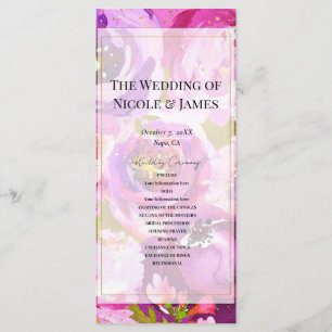 Pops of Pink Purple Vibrant Floral Wedding Program