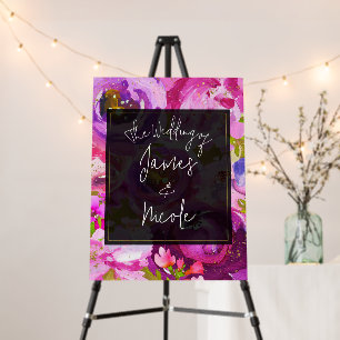 Pops of Pink & Purple Vibrant Floral Wedding Sign